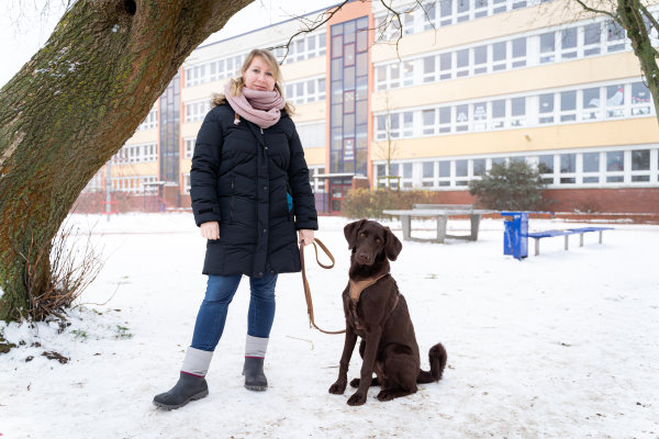 Balu mit Frauchen Madlen Schönfeld.