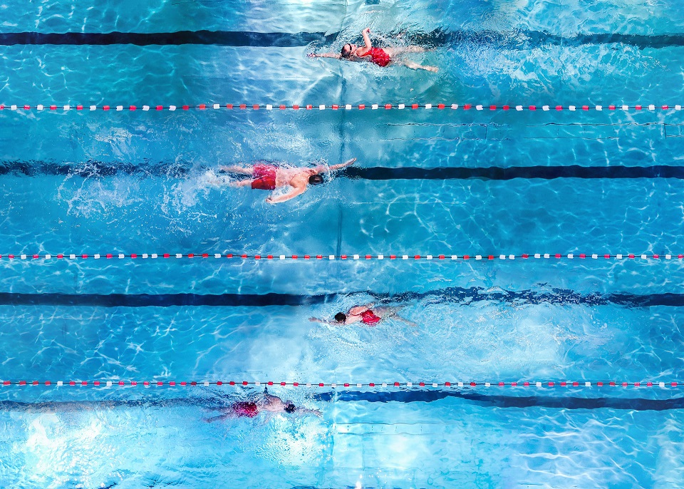 25-Meter-Bahnen in der Schwimmhalle