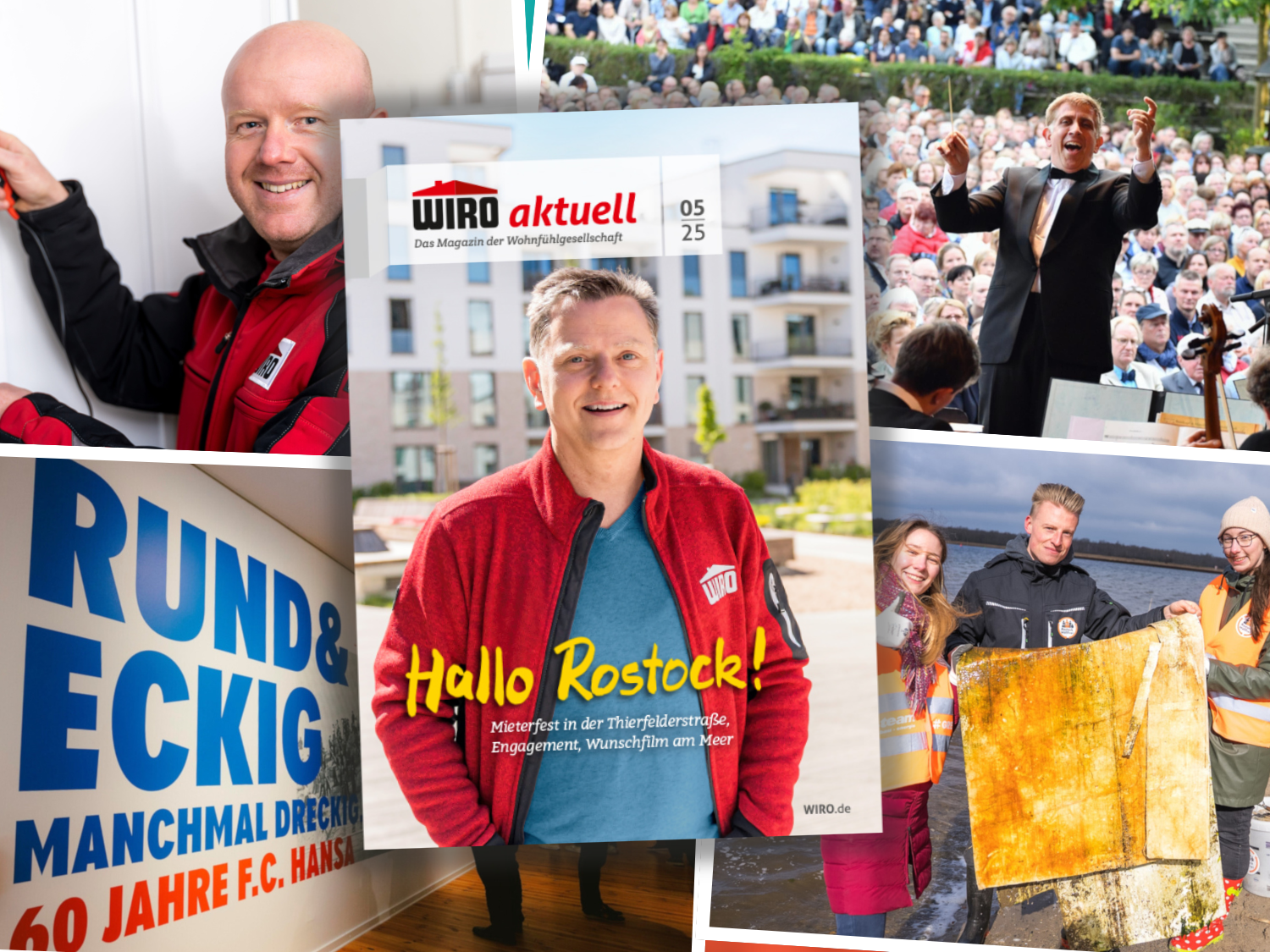 Bildcollage aus Bildern des Mai-Mietermagazins WIRO aktuell
