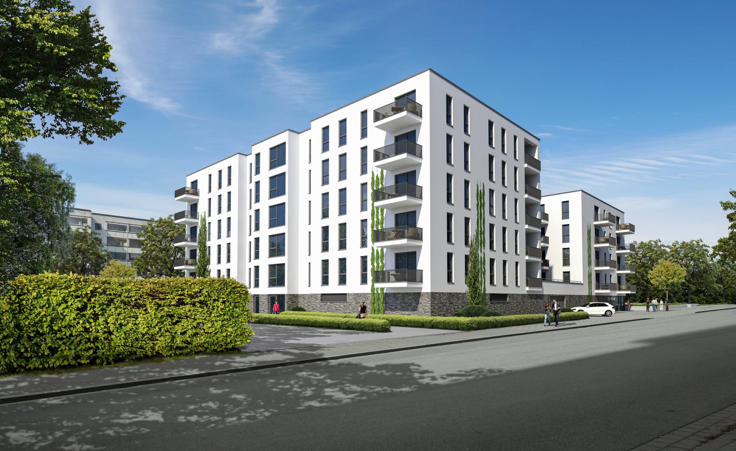 62 neue Wohnungen entstehen in der Ratzeburger Straße in Lichtenhagen. Bis voraussichtlich Ende 2027 sollen neben dem Nordlicht ein Fünf- und ein Sechsgeschosser bezugsfertig sein.