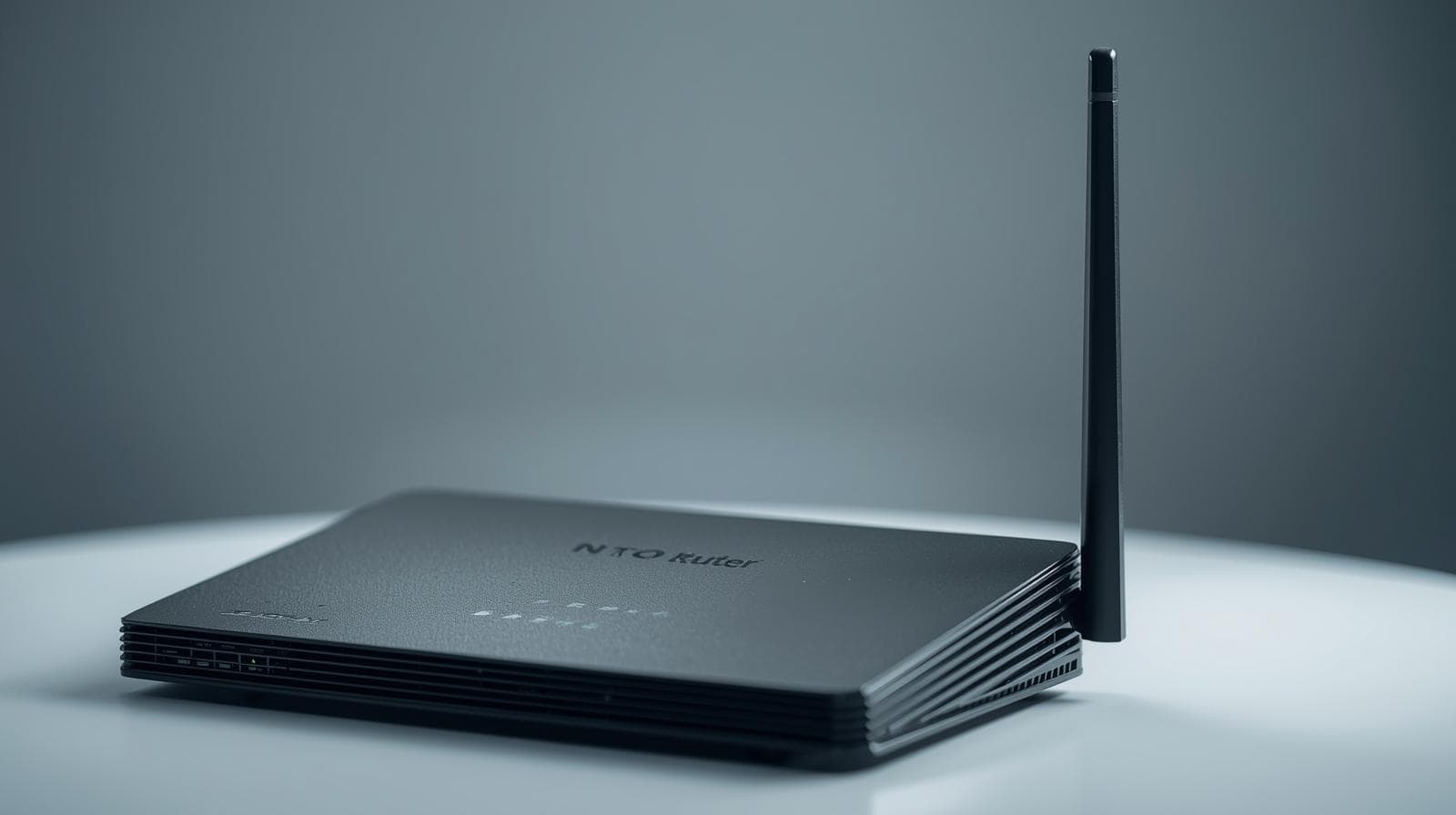 Ein Modem steht auf einem Tisch. Es hat eine Antenne.