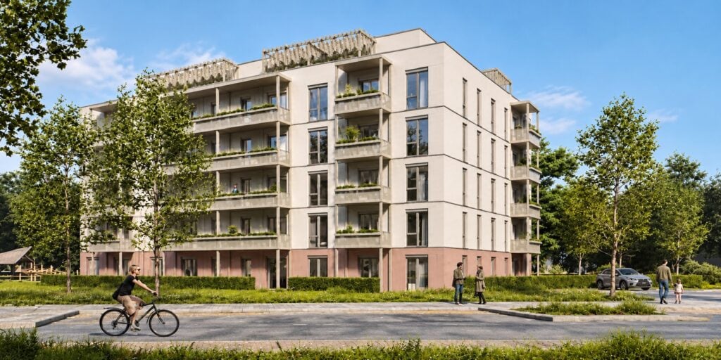 34 neue Wohnungen, Bauzeit ein Jahr. Die WIRO lässt neben dem Hochhaus Ziolkowskistraße 9 in der Südstadt einen Neubau in modularer Bauweise errichten.